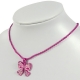 Children necklace fuchsia bow Rhinestones