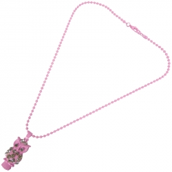 Children necklace light pink owl Rhinestones