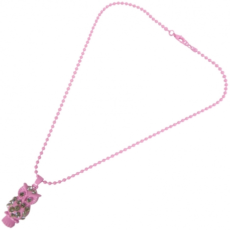 Kindercollier Lichtroze Uil Strass