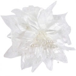 Duck clip/brooch flower pearls white