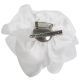 Duck clip/broche rose pearl stones white