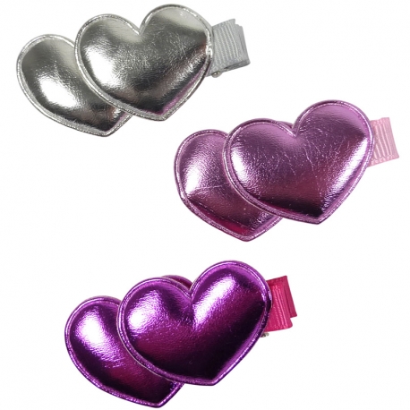 Duck clip 4.5cm metallic hearts