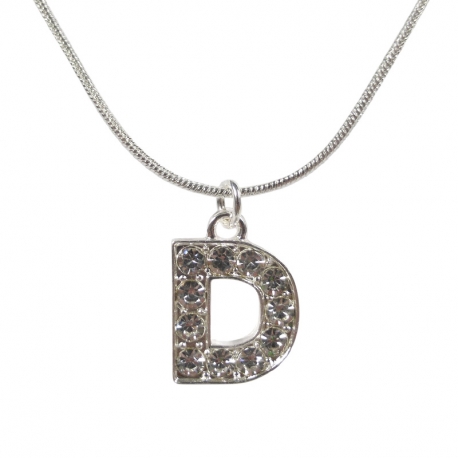 Letter necklace "D" stones