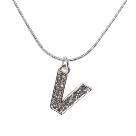 Letter necklace "V" stones
