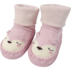 Baby Shoes Sleeping Animal Light Pink