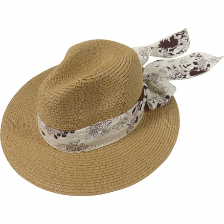 Hat floral belt 57cm beige/navy