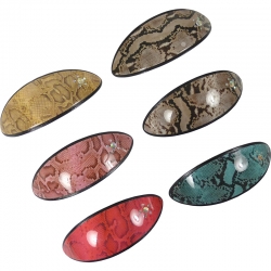 Automatic clip 10cm oval snakeskin stone