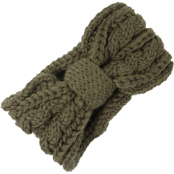 Headband Knitted Cable Pattern Dark Taupe