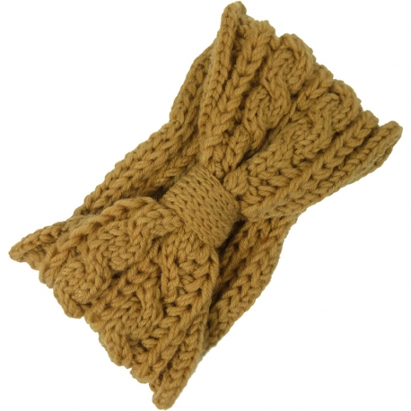 Headband Knitted Cable Pattern Ochre