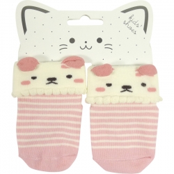 Baby Socks Animal Striped Light Pink