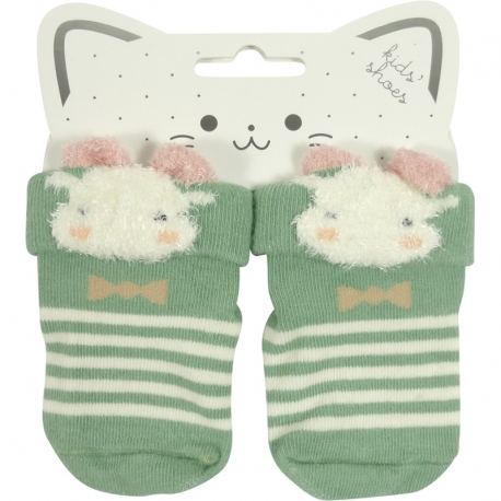 Baby Socks Animal Striped Green