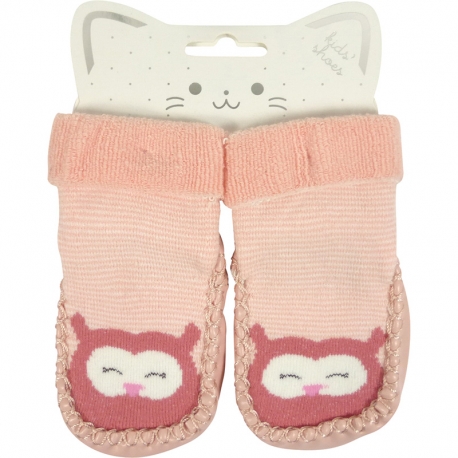 Baby Shoes Owl Light Pink