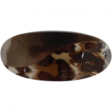 Automatic clip 11cm oval animal brown