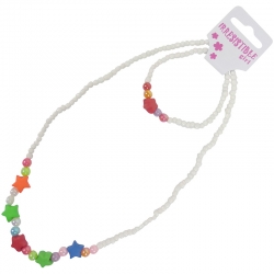 Children necklace and bracelet white pink