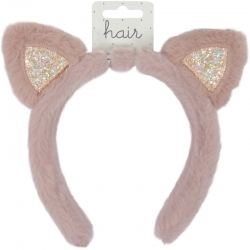 Aliceband 2.0cm furry glitter ears pink