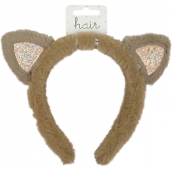 Aliceband 2.0cm furry glitter ears brown