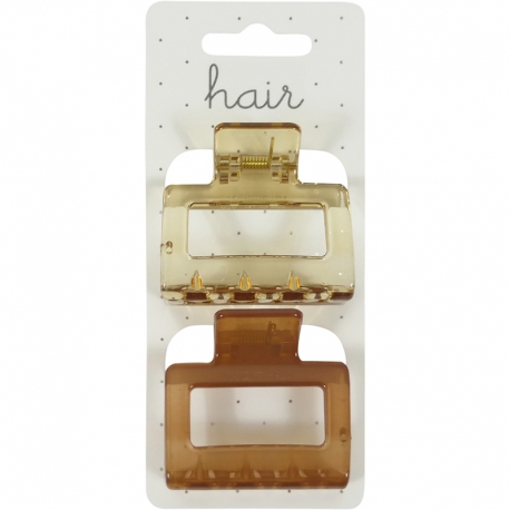 Claw clip 6.0cm square light brown/brown