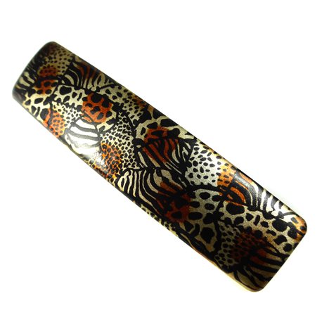 Automatic clip 8cm arched animal print